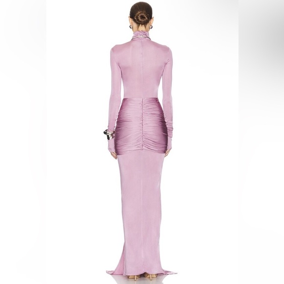 HELSA Josephine Dress Truffle tan ruched slinky maxi jersey gown Revolve S - Picture 3 of 9